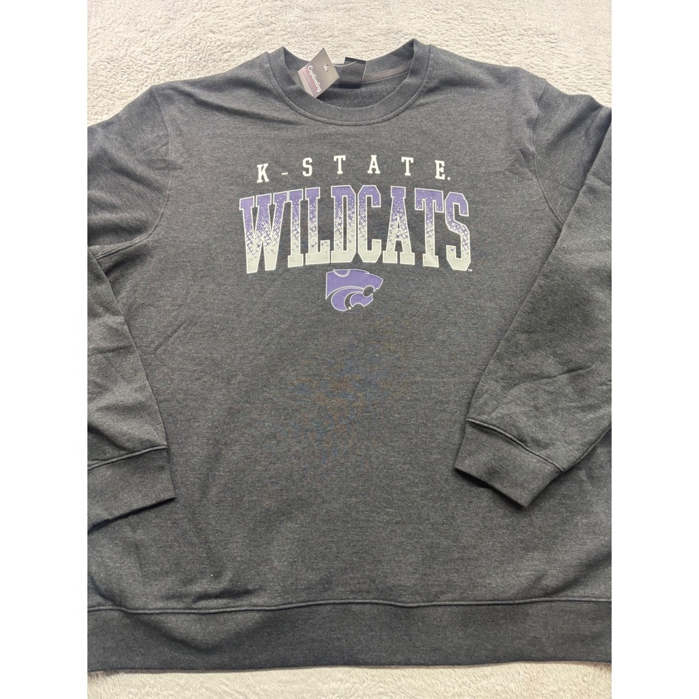 Captivating Mens K-State Wildcats Crewneck Sweatshirt Charcoal Gray NWT 2XL